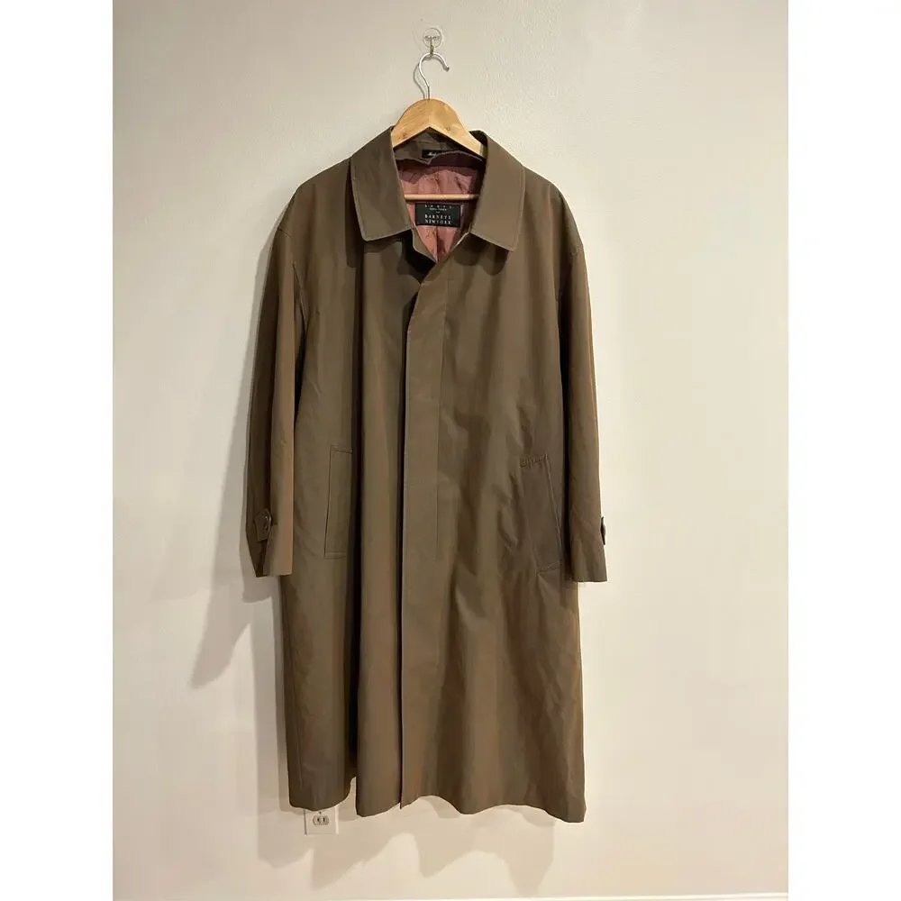 Vintage Barney's New York Brown oversized belted trench coat mens sz 40 S